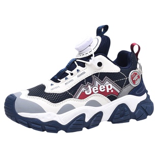jeep男童鞋加绒二棉鞋春季2026新款儿童网面透气运动跑步鞋小学生