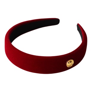 川野法式秋冬金标红色丝绒头箍新款简约时尚发箍女日常外戴高颅顶