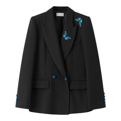秋冬蝴蝶刺绣长袖渐变色气质西服