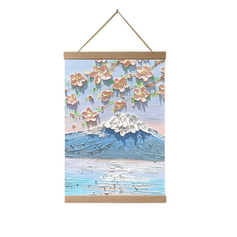 肌理花海治愈系免打孔卷轴挂画