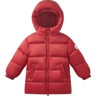 [抗菌绒]女童羽绒服中大童红色加厚三防新款冬季男童宝宝冬装外套