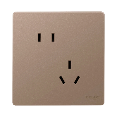 德力西胡桃原木色开关插座复古棕