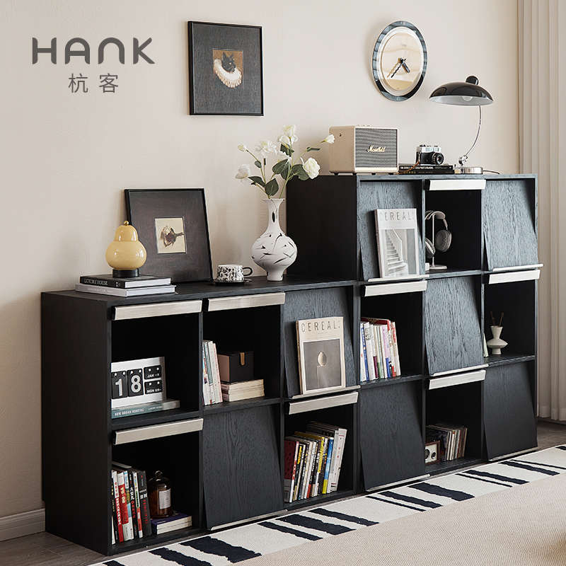 皮埃尔柜侘寂复古斗柜收纳组合柜实木书柜格子柜客厅落地唱片边柜