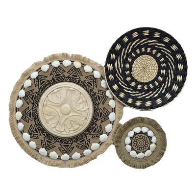 北欧背景墙装饰草编挂饰天然材质