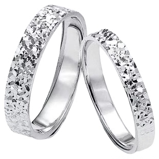 老凤祥足银碎冰冰戒指爆闪时尚情侣对戒可调节指环生日礼物送女友