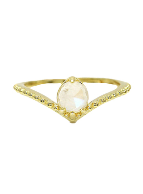 快乐花语月光宝石银镀金开口戒