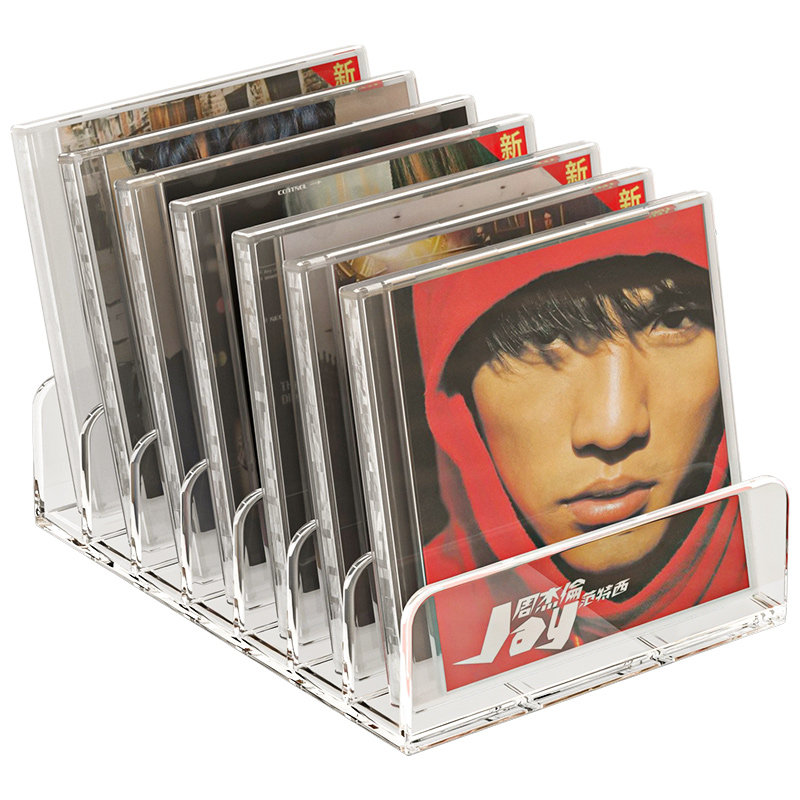 cd碟片盒子亚克力分格桌面录音磁带光盘黑胶唱片专辑收纳展示架