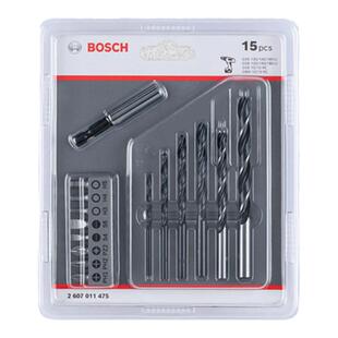 博世BOSCH金工木工螺丝批头钻头套装多用途15支组钻头混合套装