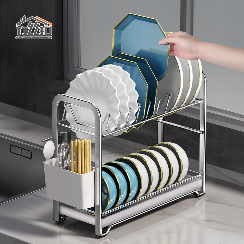 双层沥水碗架不锈钢碗碟收纳架碗架碗盘架厨房碟子盘子碗筷置物架