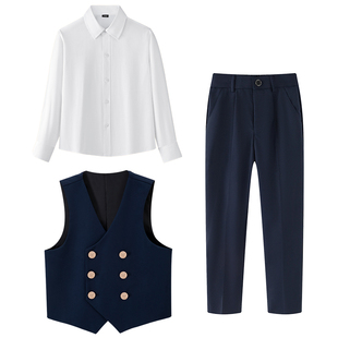 儿童演出服秋冬长袖英伦风马甲男女童班服合唱服朗诵开学校服套装