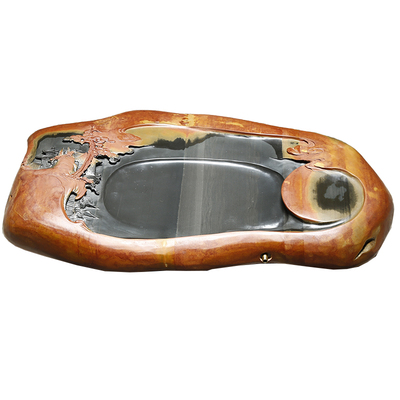 整块原石头一体歙砚茶海非遗手工