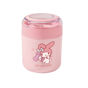 三丽鸥304不锈钢保温早餐杯便携带勺上班学生粥杯麦片儿童牛奶杯