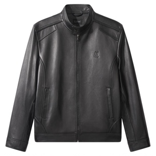 【绵羊皮真皮】卡宾机车皮衣夹克男冬季新款休闲风哈灵顿皮外套
