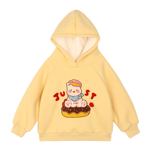 小O宝Okids童装宝宝连帽卫衣女加绒2025冬季新款女童图案洋气上衣