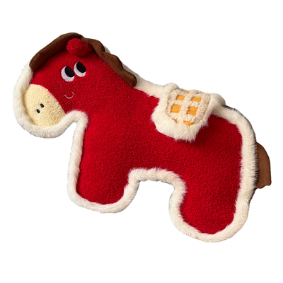 新年小马毛绒抱枕靠垫