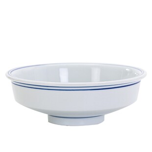 双线蓝边折腰碗景德镇陶瓷碗中式小脚碗商用拌面碗馄饨碗创意饭碗