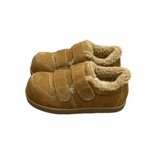 速利玛真皮雪地靴女2025冬新款羊毛加厚保暖棉鞋魔术贴休闲面包鞋