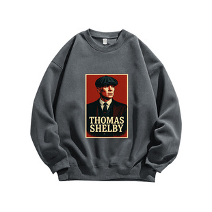 浴血黑帮周边汤玛斯谢尔比人像印花剃刀党重磅纯棉卫衣服男女同款