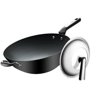 爱仕达炒锅铁锅家用老式铁锅无涂层炒菜锅铸铁锅煤气灶专用锅不锈