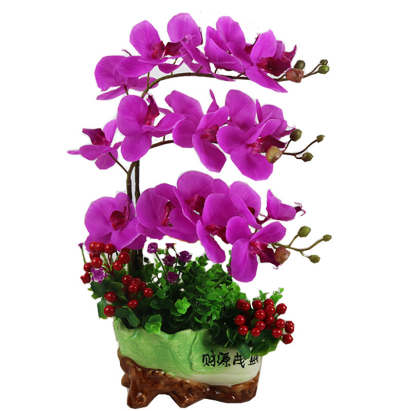 装饰摆件仿真PU蝴蝶兰套装家居装饰品客厅电视柜盆景摆设绢花假花