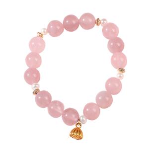 灵机麦玲玲甜粉佳莲粉水晶手链女粉晶果冻粉水晶芙蓉石手串姻缘