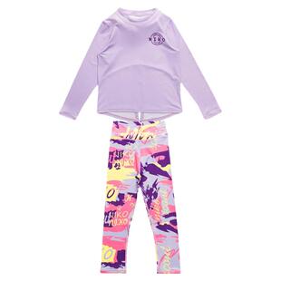 儿童运动速干衣套装训练服排汗跑步洋气时髦瑜伽服女童长袖防晒夏