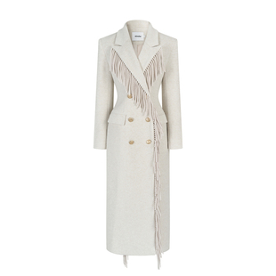 HiimDai 留洋大小姐Pro 超模沙漏腰版型 含羊毛流苏双排扣长大衣