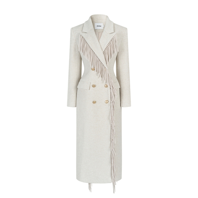 沙漏腰大衣HiimDai流苏毛呢外套