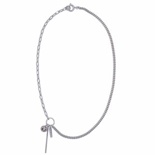 现货法国正品Justine Clenquet设计感钯金字母银色项链男女同款