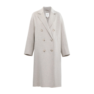 HONRN/红人中长款双排扣双面羊毛呢子大衣外套女秋冬款HI55OD023