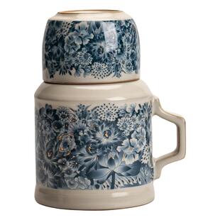 黄汝窑东北大花陶瓷马克杯大容量小暖壶复古办公室水杯泡茶壶单壶