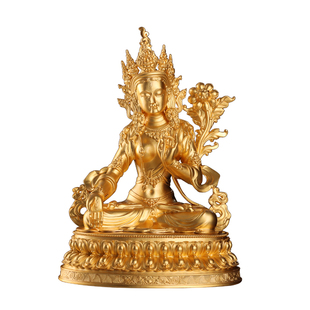 古法鎏金 白度母佛像黄铜紫铜贴金尼泊尔精致佛母可订纯金