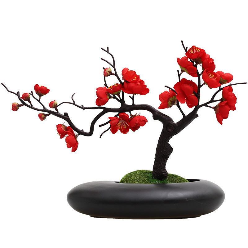 梅花仿真花艺套装摆件玄关书房