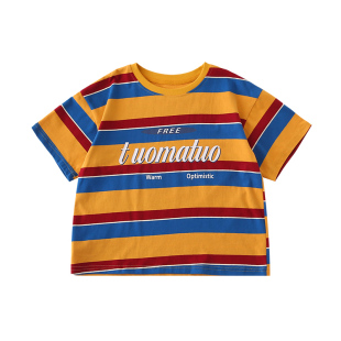 亲子装一家三口四口母女款2025夏季炸街条纹短袖T恤母子亲子服潮