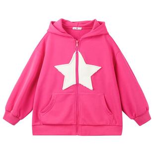 美式休闲卫衣男女童连帽针织开衫中大童秋舒适宽松直筒牛仔裤