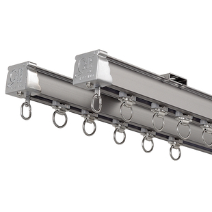 加厚铝合金窗帘轨道静音滑轮顶装侧装单轨双轨窗帘杆道轨滑道