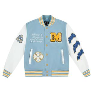 MEDM 星星绣花宽松立领棒球服男春秋季潮牌美式复古休闲百搭外套