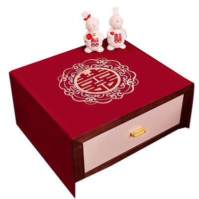 婚房用品床头柜红色结婚礼盖布