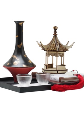 中式古典塔楼造型托盘套装
