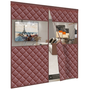 大门棉门帘加厚防寒挡风隔断防风棉帘冬季保暖免打孔透明开窗门帘