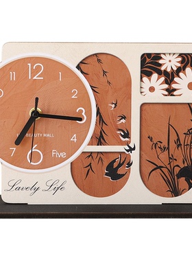 中古风入户玄关时钟桌面摆件高级感小众客厅餐边电视柜家居装饰品