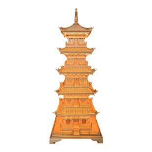 中国木雕挂件装饰品家居礼品1米2高松木四角五层塔