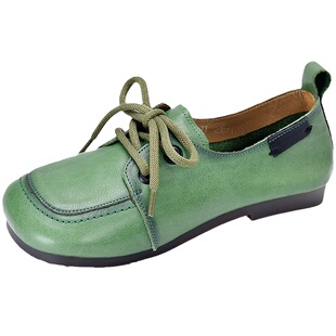 四起哥2026春秋气质头层牛皮四季鞋手工真皮女鞋平底单鞋文艺舒适