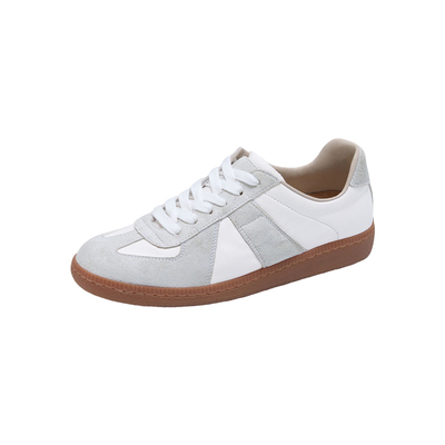 OZZEG复古牛皮平底白色德训鞋女