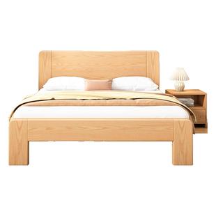 床实木床简约现代双人床1米8主卧床1米5原木大床1米2租房单人床架