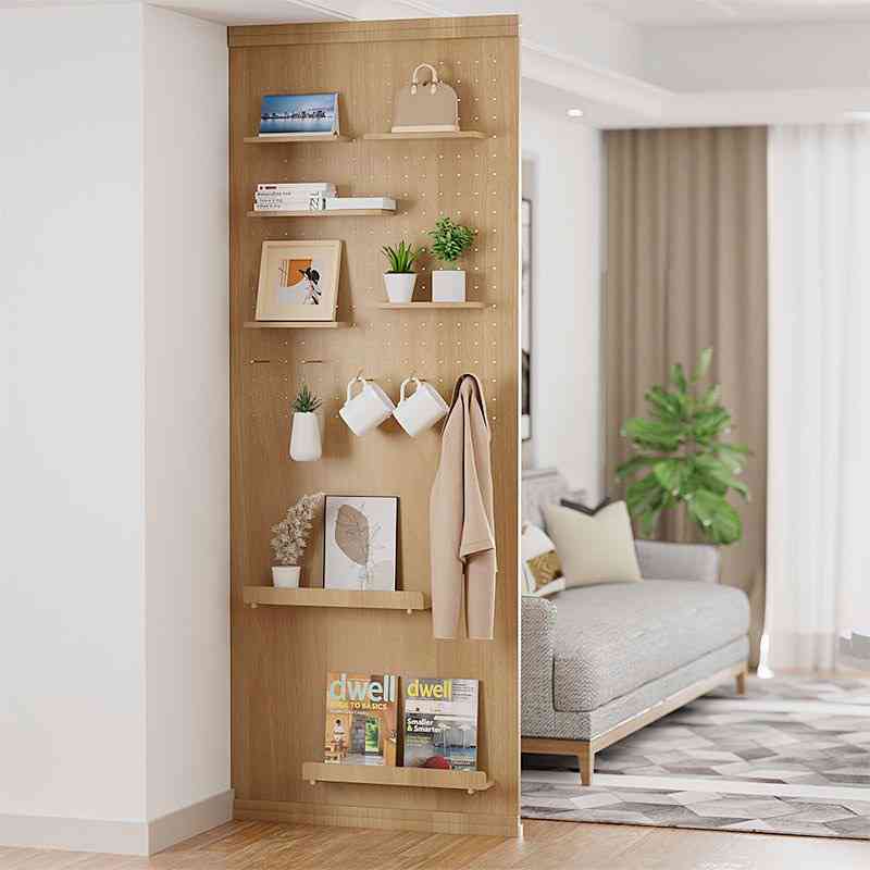 实木洞洞板衣柜侧面置物收纳架卧室家用洞洞板衣柜挂衣架入户玄关