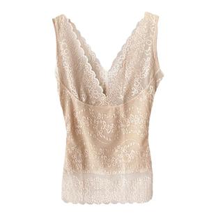 4953修身显瘦性感蕾丝打底背心女V领美体塑身内搭束腰托胸上衣新