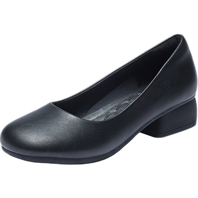 通勤ol圆头不夹脚软底3.5女皮鞋