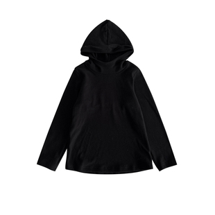 男童连帽连帽条纹体恤衫上衣内搭韩版中大儿童帽衫上衣灰黑米白色