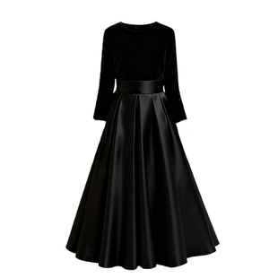 女童长袖礼服纯黑色丝绒显瘦保暖演出服指挥儿童乐团合唱团服秋冬